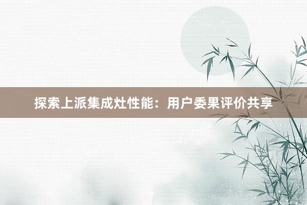 探索上派集成灶性能：用户委果评价共享